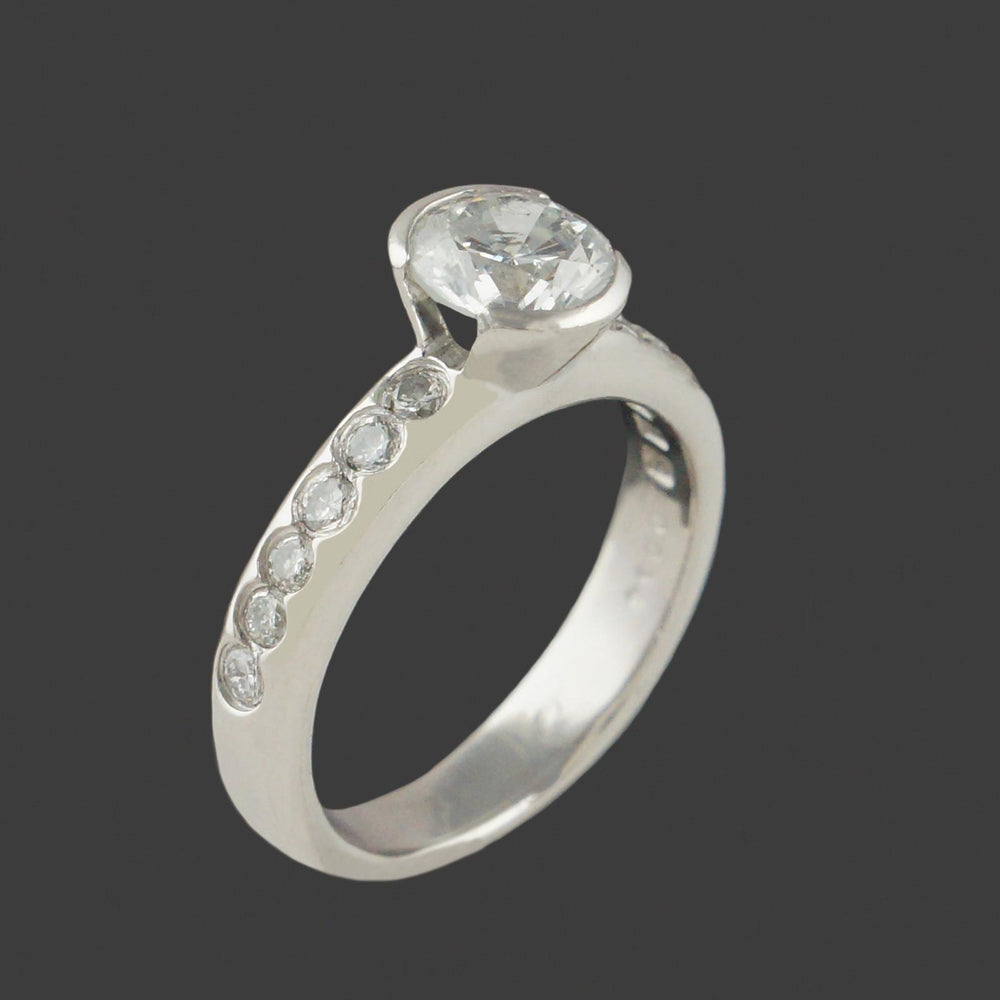 Platinum 1.51 CTW Demi Bezel Diamond Half Eternity Wedding Band, Engagement Ring, Olde Towne Jewelers, Santa Rosa CA.