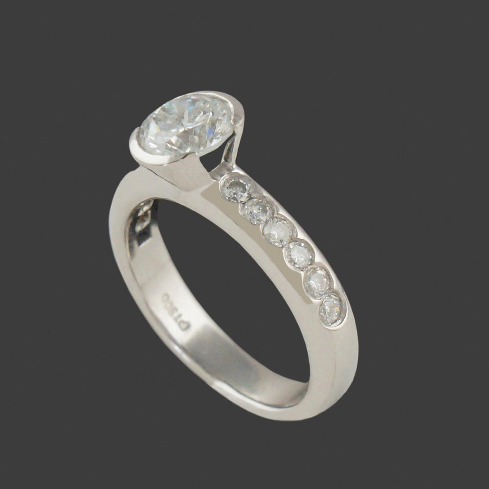 Platinum 1.51 CTW Demi Bezel Diamond Half Eternity Wedding Band, Engagement Ring, Olde Towne Jewelers, Santa Rosa CA.
