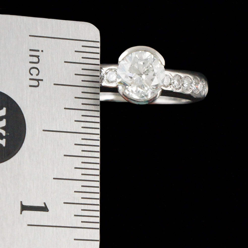 Platinum 1.51 CTW Demi Bezel Diamond Half Eternity Wedding Band, Engagement Ring, Olde Towne Jewelers, Santa Rosa CA.