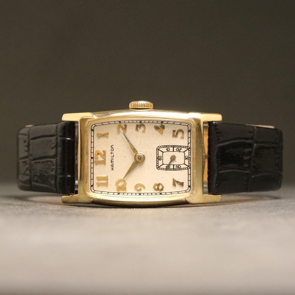 Stunning Hamilton Donald Solid 14K Yellow Gold Man's Watch, Excellent Condition, Olde Towne Jewelers, Santa Rosa CA.