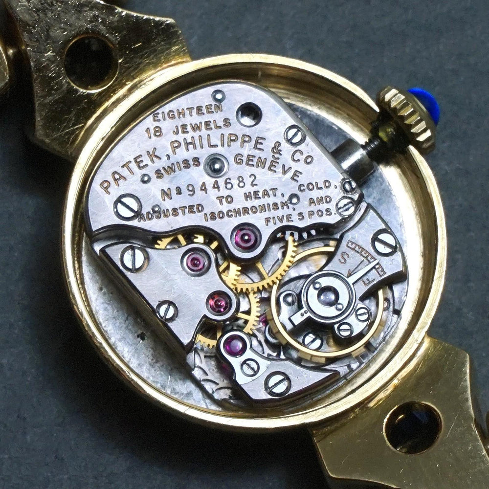 Vintage Patek Philippe Solid 18K Gold Diamond & Sapphire Lady's Bracelet Watch, Olde Towne Jewelers, Santa Rosa CA.