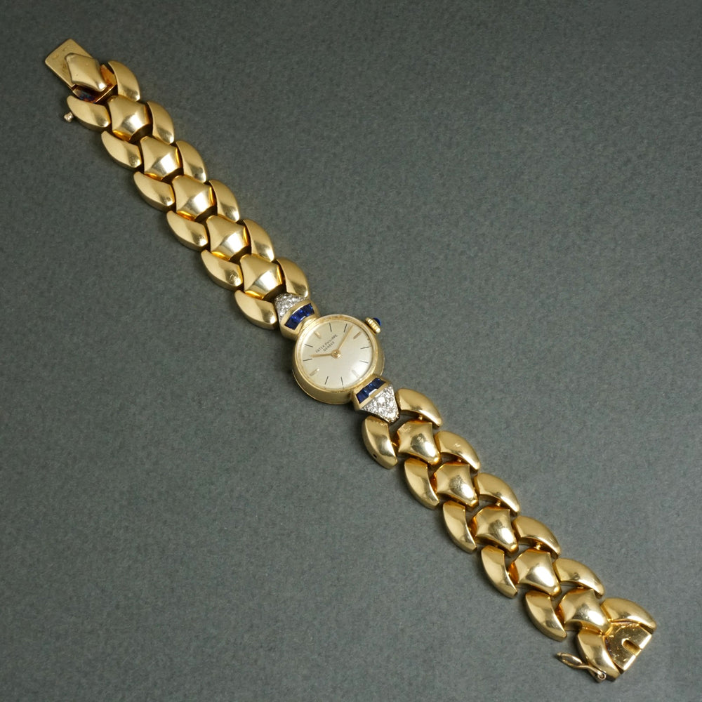 Vintage Patek Philippe Solid 18K Gold Diamond & Sapphire Lady's Bracelet Watch, Olde Towne Jewelers, Santa Rosa CA.