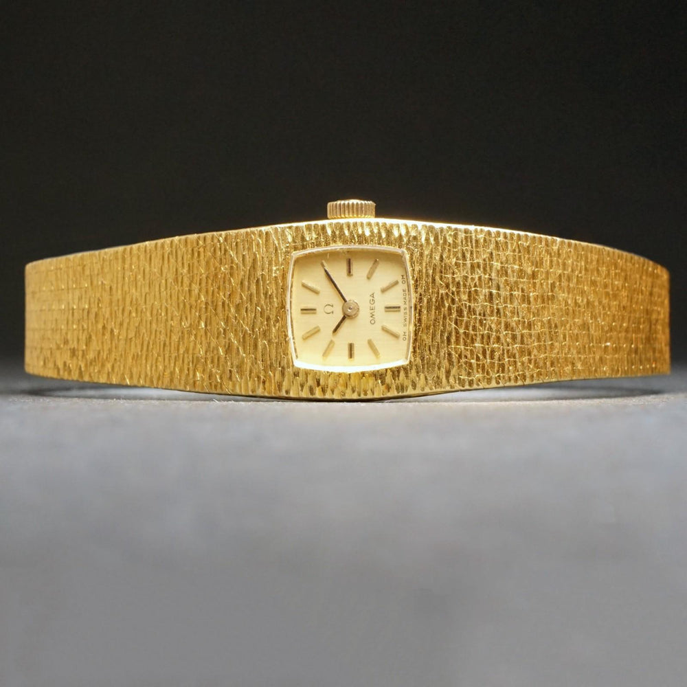 Stunning 1967 Omega Solid 18K Gold Lady's Bracelet Watch MINT w/Original Box, Olde Towne Jewelers, Santa Rosa CA.