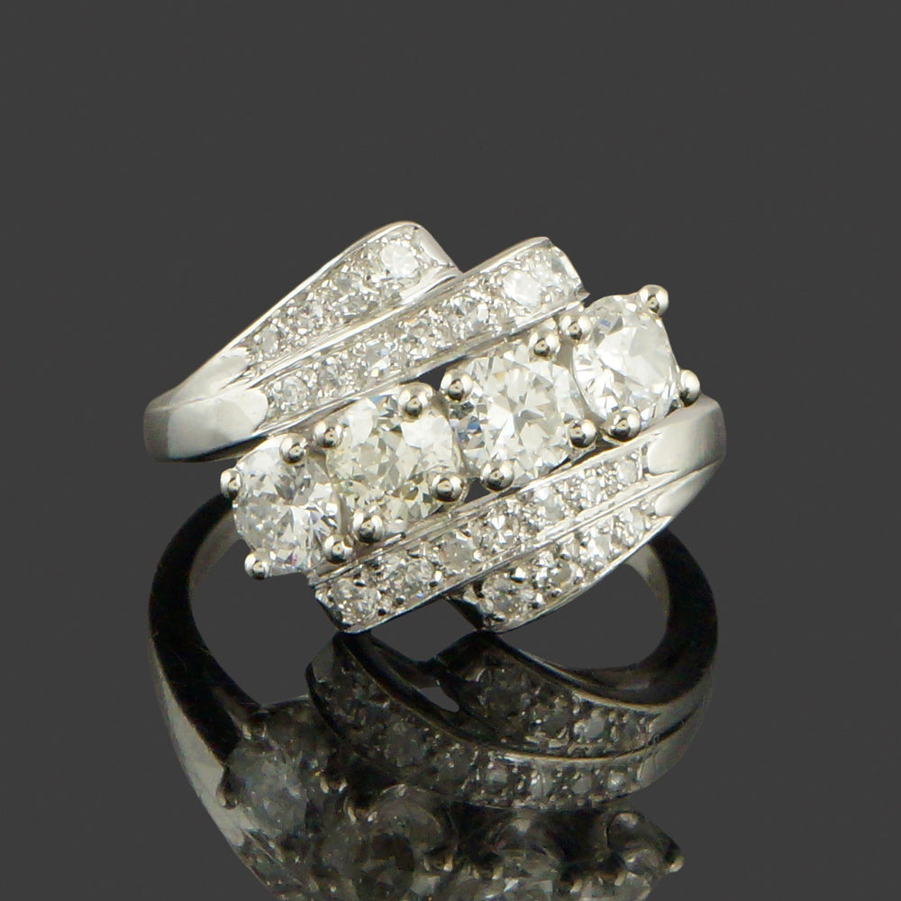 c1950s Loretz & Benoit Platinum, 1.75 Ctw Diamond Wedding Band, Anniversary Ring