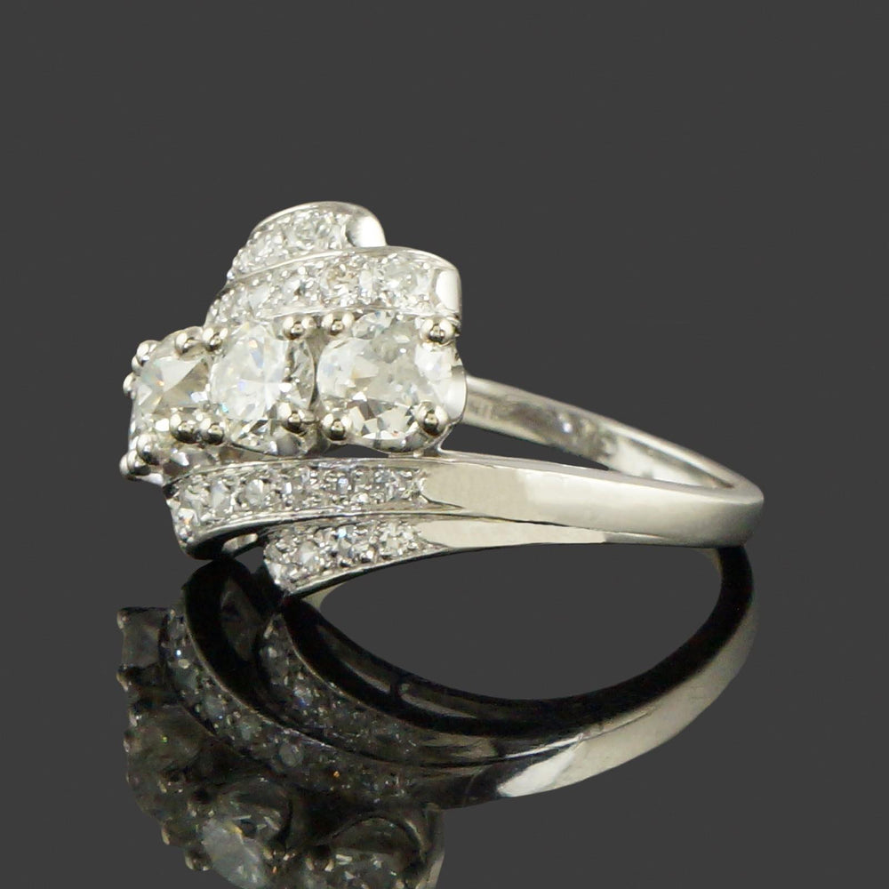 c1950s Loretz & Benoit Platinum, 1.75 Ctw Diamond Wedding Band, Anniversary Ring