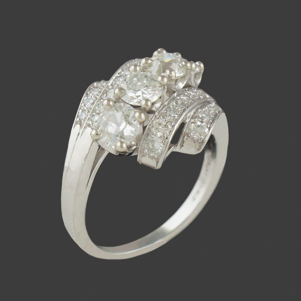 c1950s Loretz & Benoit Platinum, 1.75 Ctw Diamond Wedding Band, Anniversary Ring, Olde Towne Jewelers, Santa Rosa CA.