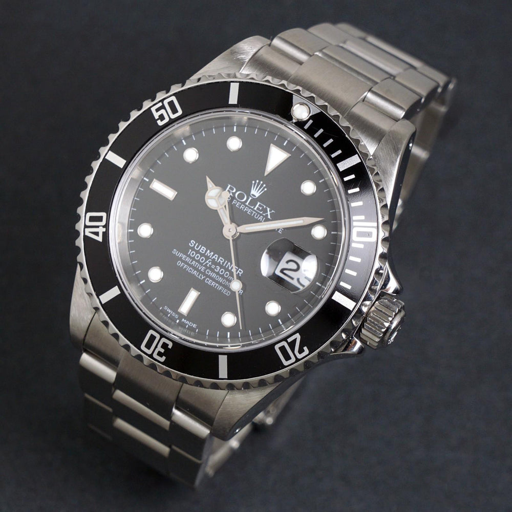 Stunning 2002 Rolex 16610 Submariner Stainless Steel Watch SEL, Holes Case, XLNT Olde Towne Jewelers, Santa Rosa CA.