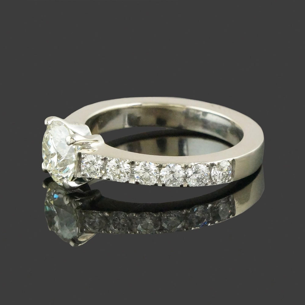 Solid 14K White Gold & 1.15 Ct RBC Center Diamond Wedding, Engagement ...