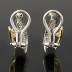 Modernist Two Tone Solid 14K Gold 1.12 CTW Diamond 3/4" Estate 3/4 Hoop Earrings, Olde Towne Jewelers,  Santa Rosa CA.