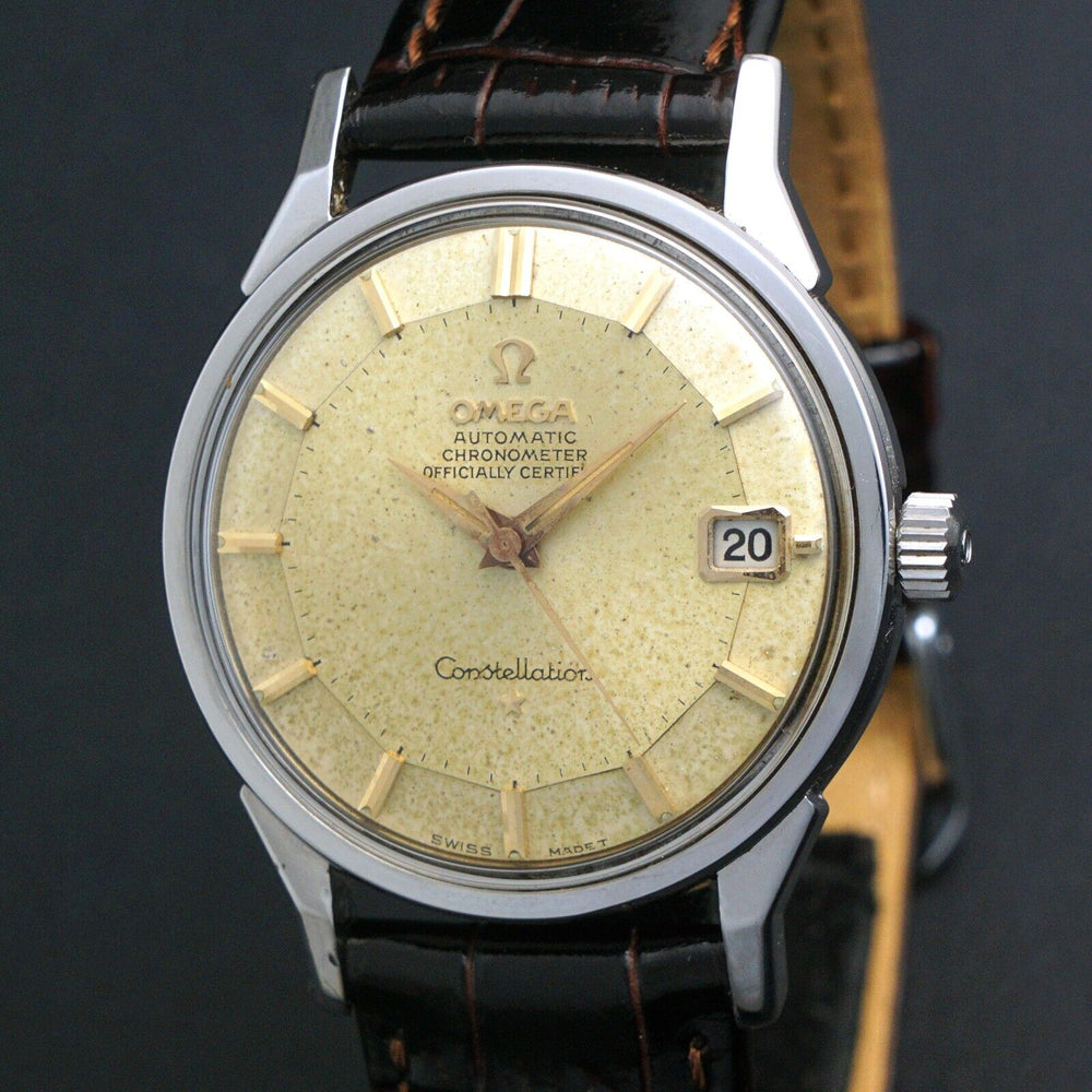 1966 Omega Constellation 168.005 Stainless Steel Tropical Dial Pie Pan Watch, Olde Towne Jewelers, Santa Rosa CA.