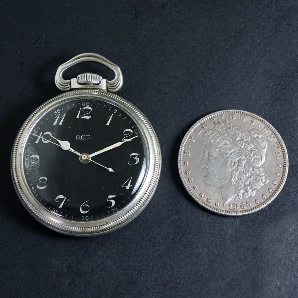 Rare Hamilton GCT 4992B 22J 800 Fine Silver Case Rare Dial Military Pocket Watch, Olde Towne Jewelers, Santa Rosa CA.