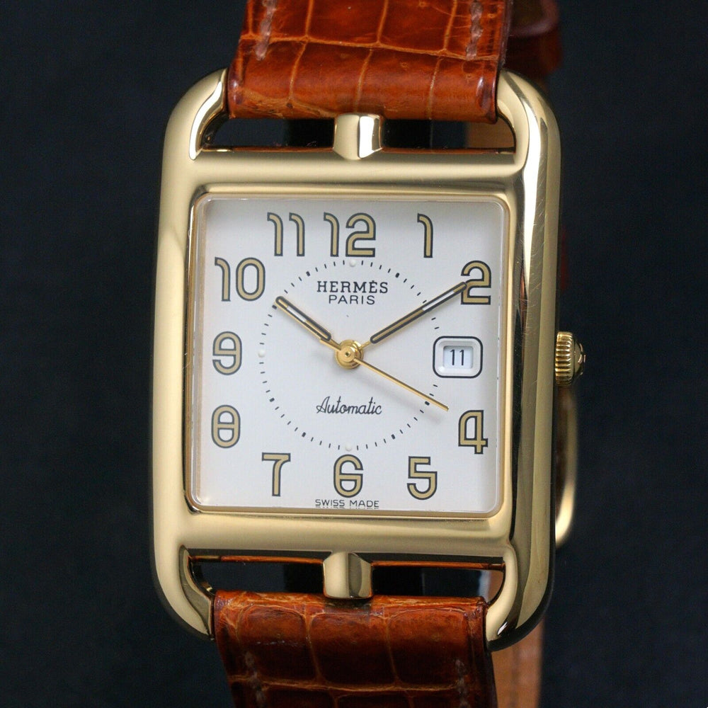 Stunning Hermes Cape Cod 18K Yellow Gold Mid Size Automatic 29mm Box & Papers, Olde Towne Jewelers, Santa Rosa CA.