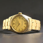 Stunning 1950s Rolex 6084 Solid 14K Gold Semi Bubbleback Watch GF Bracelet XLNT Olde Towne Jewelers, Santa Rosa CA.