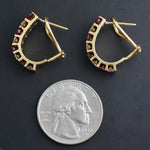 Solid 14K Yellow Gold 2.40 CTW Ruby & 1.76 CTW Diamond 3/4" Huggie Hoop Earrings, Olde Towne Jewelers, Santa Rosa CA.