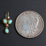 Etruscan Style Solid 14K Yellow Gold, Opal & Diamond Drop Dangle Estate Earrings