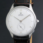 Stunning 1946 Rolex 4583 Precision Stainless Steel Man's 35mm Dress Watch, Olde Towne Jewelers, Santa Rosa CA.