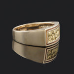 Solid 14K Yellow Gold & Natural Gold Nugget Gentleman's Band, Estate Ring, Olde Towne Jewelers, Santa Rosa CA.