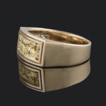 Solid 14K Yellow Gold & Natural Gold Nugget Gentleman's Band, Estate Ring, Olde Towne Jewelers, Santa Rosa CA.