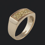 Solid 14K Yellow Gold & Natural Gold Nugget Gentleman's Band, Estate Ring, Olde Towne Jewelers, Santa Rosa CA.