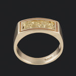 Solid 14K Yellow Gold & Natural Gold Nugget Gentleman's Band, Estate Ring, Olde Towne Jewelers, Santa Rosa CA.