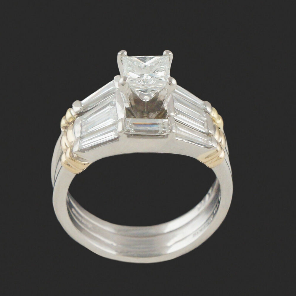 Simayof Platinum & Solid 18K Gold, 2.55 CTW Princess Cut Diamond Wedding Ring, Olde Towne Jewelers, Santa Rosa CA.