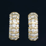 Modernist Solid 14K Gold 1.05 CTW Channel Set Diamond 5/8" Huggie Hoop Earrings