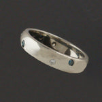 Solid 18K Gold & Fancy Blue Diamond Comfort Fit 4.2mm Wedding Band, Estate Ring, Olde Towne Jewelers, Santa Rosa CA.
