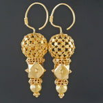 Etruscan Revival Solid 18K Yellow Gold Geometric Filigree Drop Dangle Earrings, Olde Towne Jewelers, Santa Rosa CA.