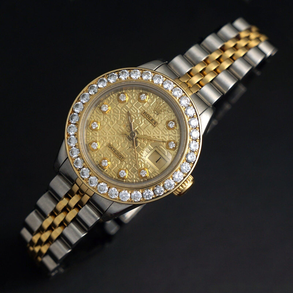 1989 Rolex 69173 Datejust Gold & Stainless Steel Diamond Dial, Bezel Lady's Watch, Olde Towne Jewelers, Santa Rosa CA.