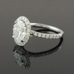 Platinum, 2.66 CTW Center Oval Diamond Halo Wedding Band, Estate Engagement Ring, Olde Towne Jewelers, Santa Rosa CA.