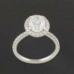 Platinum, 2.66 CTW Center Oval Diamond Halo Wedding Band, Estate Engagement Ring, Olde Towne Jewelers, Santa Rosa CA.