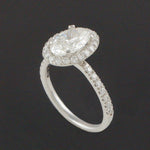 Platinum, 2.66 CTW Center Oval Diamond Halo Wedding Band, Estate Engagement Ring, Olde Towne Jewelers, Santa Rosa CA.