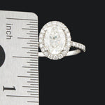 Platinum, 2.66 CTW Center Oval Diamond Halo Wedding Band, Estate Engagement Ring, Olde Towne Jewelers, Santa Rosa CA.