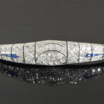 1920s Art Deco Platinum, OEC Diamond & Sapphire Engraved Estate Bracelet, Olde Towne Jewelers, Santa Rosa CA.