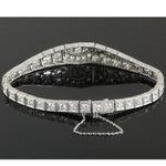 1920s Art Deco Platinum, OEC Diamond & Sapphire Engraved Estate Bracelet, Olde Towne Jewelers, Santa Rosa CA.