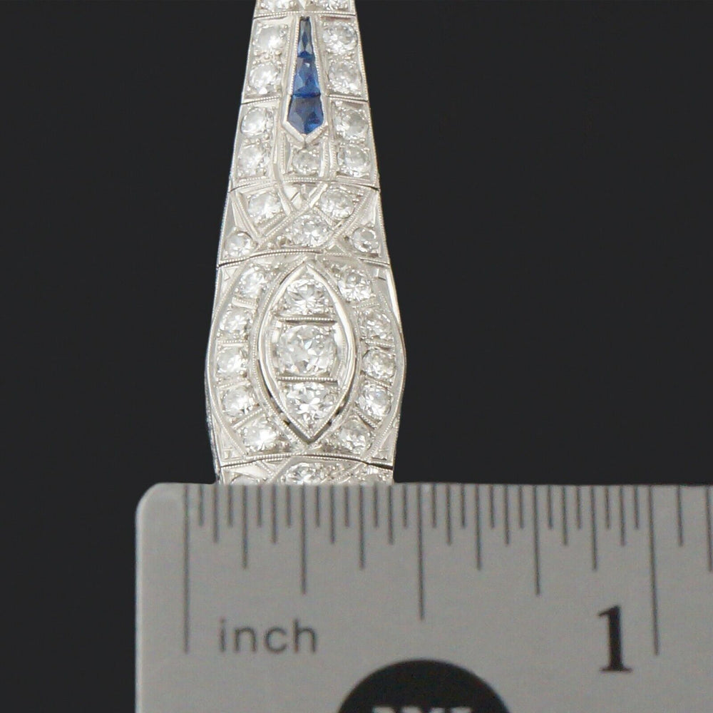 1920s Art Deco Platinum, OEC Diamond & Sapphire Engraved Estate Bracelet, Olde Towne Jewelers, Santa Rosa CA.