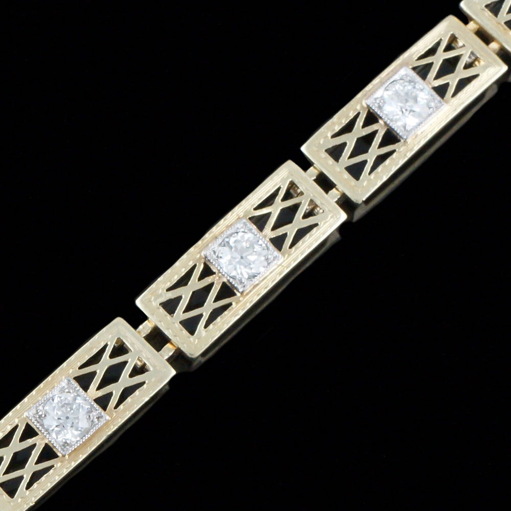 Solid 14K Yellow Gold, .70 Ctw OEC Diamond Link 6.5" Estate Bracelet, Olde Towne Jewelers, Santa Rosa CA.