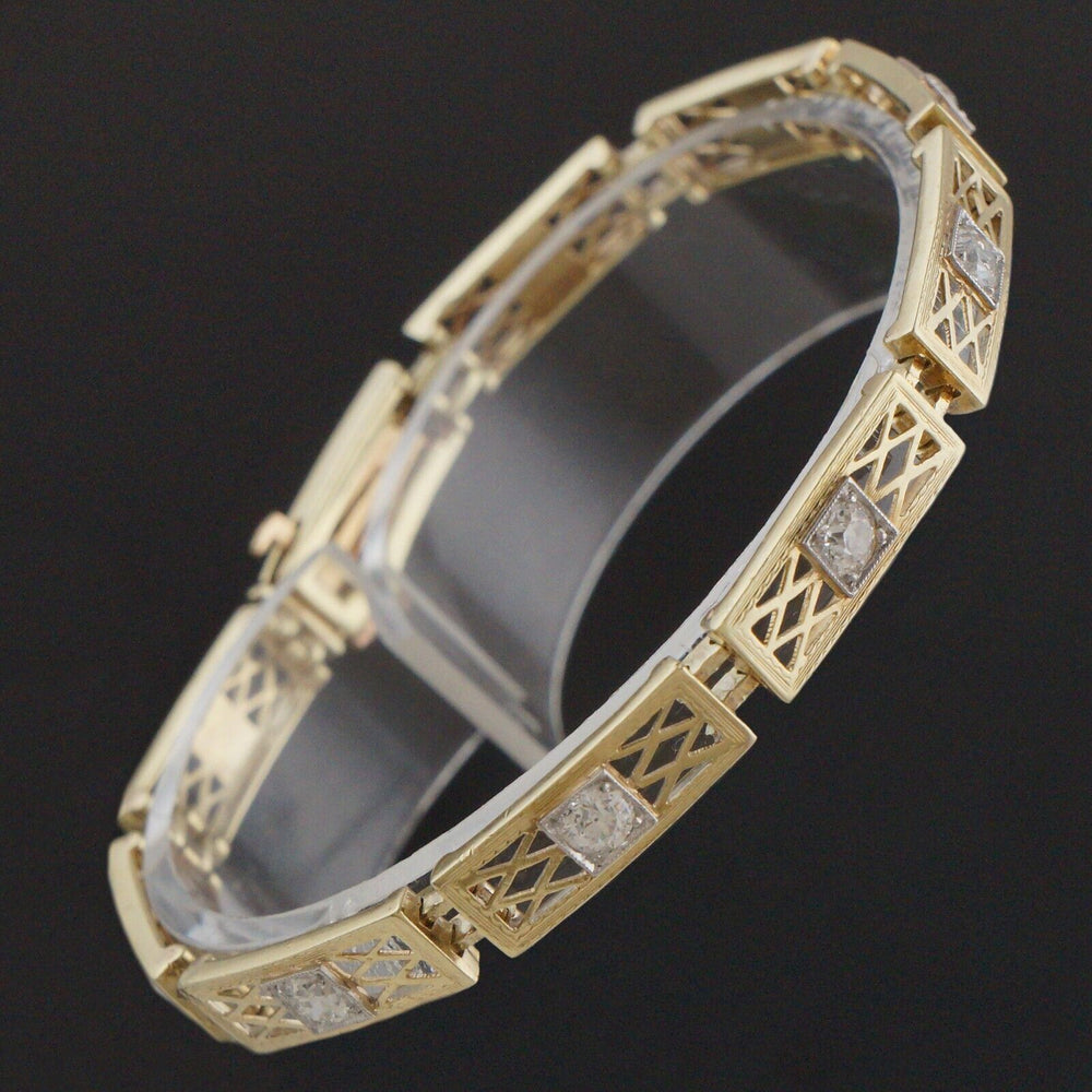 Solid 14K Yellow Gold, .70 Ctw OEC Diamond Link 6.5" Estate Bracelet, Olde Towne Jewelers, Santa Rosa CA.