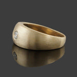 Solid 14K Yellow Gold, Diamond Solitaire Brushed Finished Gypsy Dome Estate Ring, Olde Towne Jewelers, Santa Rosa CA.
