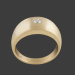 Solid 14K Yellow Gold, Diamond Solitaire Brushed Finished Gypsy Dome Estate Ring, Olde Towne Jewelers, Santa Rosa CA.