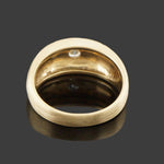 Solid 14K Yellow Gold, Diamond Solitaire Brushed Finished Gypsy Dome Estate Ring, Olde Towne Jewelers, Santa Rosa CA.