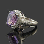 Solid 14K White Gold 6.6 Ct Oval Amethyst .96 CTW Diamond Accent Engagement Ring, Olde Towne Jewelers, Santa Rosa CA.