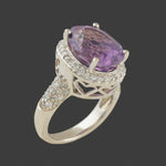 Solid 14K White Gold 6.6 Ct Oval Amethyst .96 CTW Diamond Accent Engagement Ring, Olde Towne Jewelers, Santa Rosa CA.