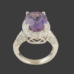 Solid 14K White Gold 6.6 Ct Oval Amethyst .96 CTW Diamond Accent Engagement Ring, Olde Towne Jewelers, Santa Rosa CA.