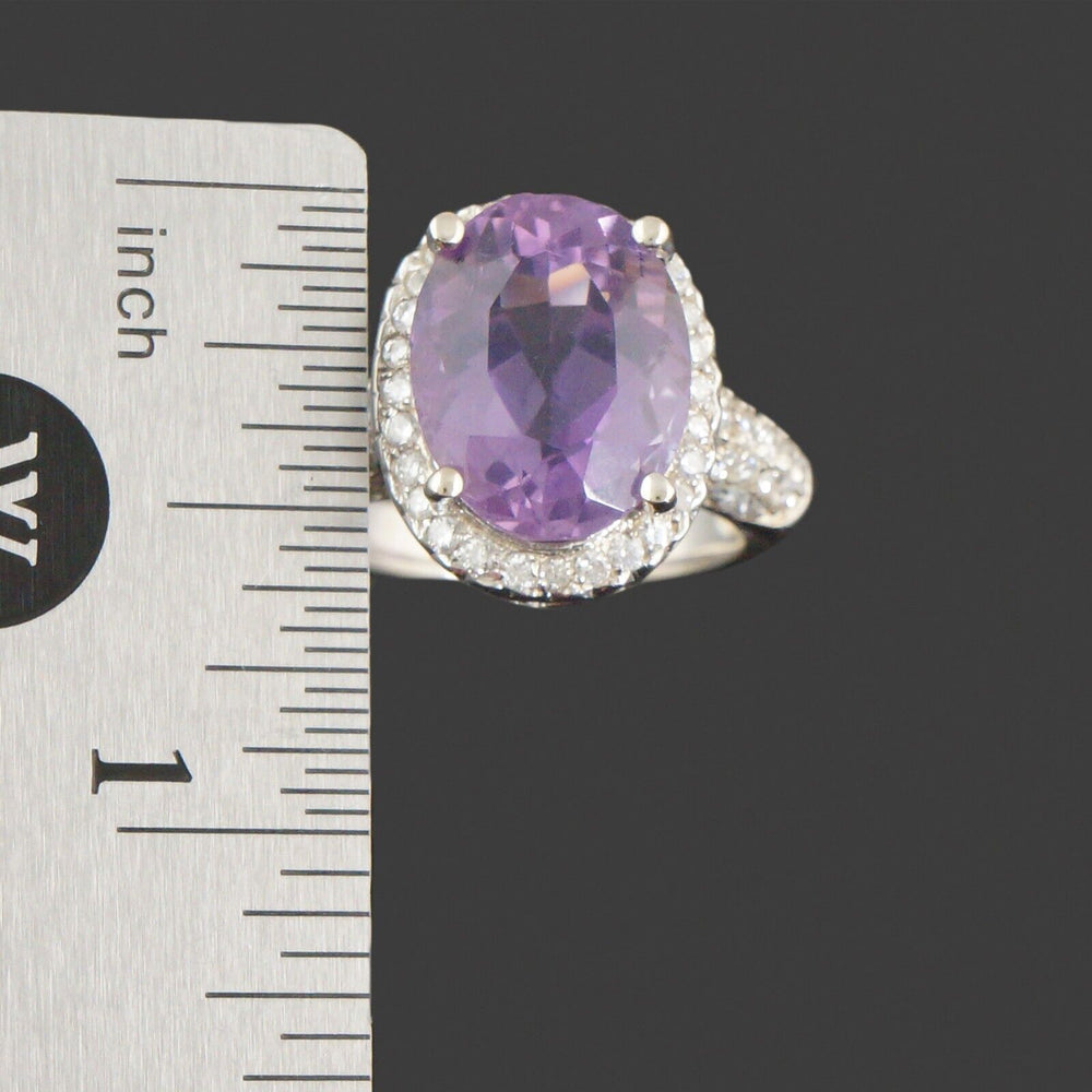 Solid 14K White Gold 6.6 Ct Oval Amethyst .96 CTW Diamond Accent Engagement Ring, Olde Towne Jewelers, Santa Rosa CA.