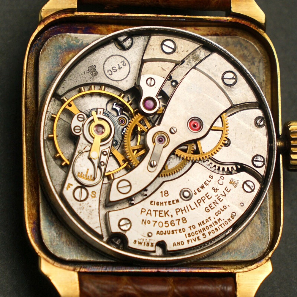 Vintage Patek Philippe 2514 Oversized Square 18K Yellow Gold Mans Watch All Original, lde Towne Jewelers, Santa Rosa CA.