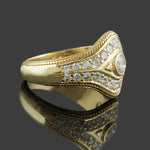 Solid 18K Yellow Gold & 1.34 CTW Diamond Cigar Wedding Band Ring