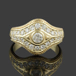 Solid 18K Yellow Gold & 1.34 CTW Diamond Cigar Wedding Band Ring, Olde Towne Jewelers, Santa Rosa CA.