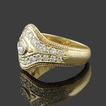 Solid 18K Yellow Gold & 1.34 CTW Diamond Cigar Wedding Band Ring, Olde Towne Jewelers, Santa Rosa CA.