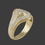 Solid 18K Yellow Gold & 1.34 CTW Diamond Cigar Wedding Band Ring, Olde Towne Jewelers, Santa Rosa CA.